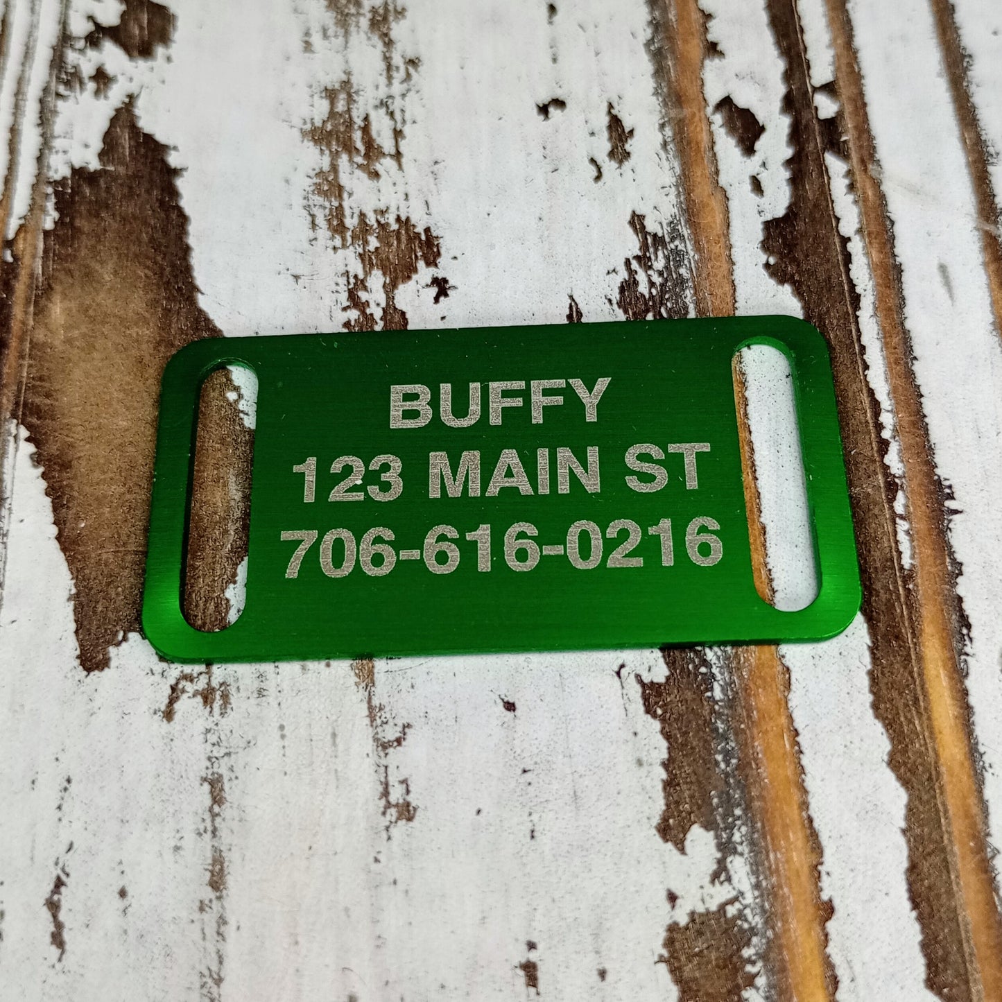 Green Slide-On Pet Tag.