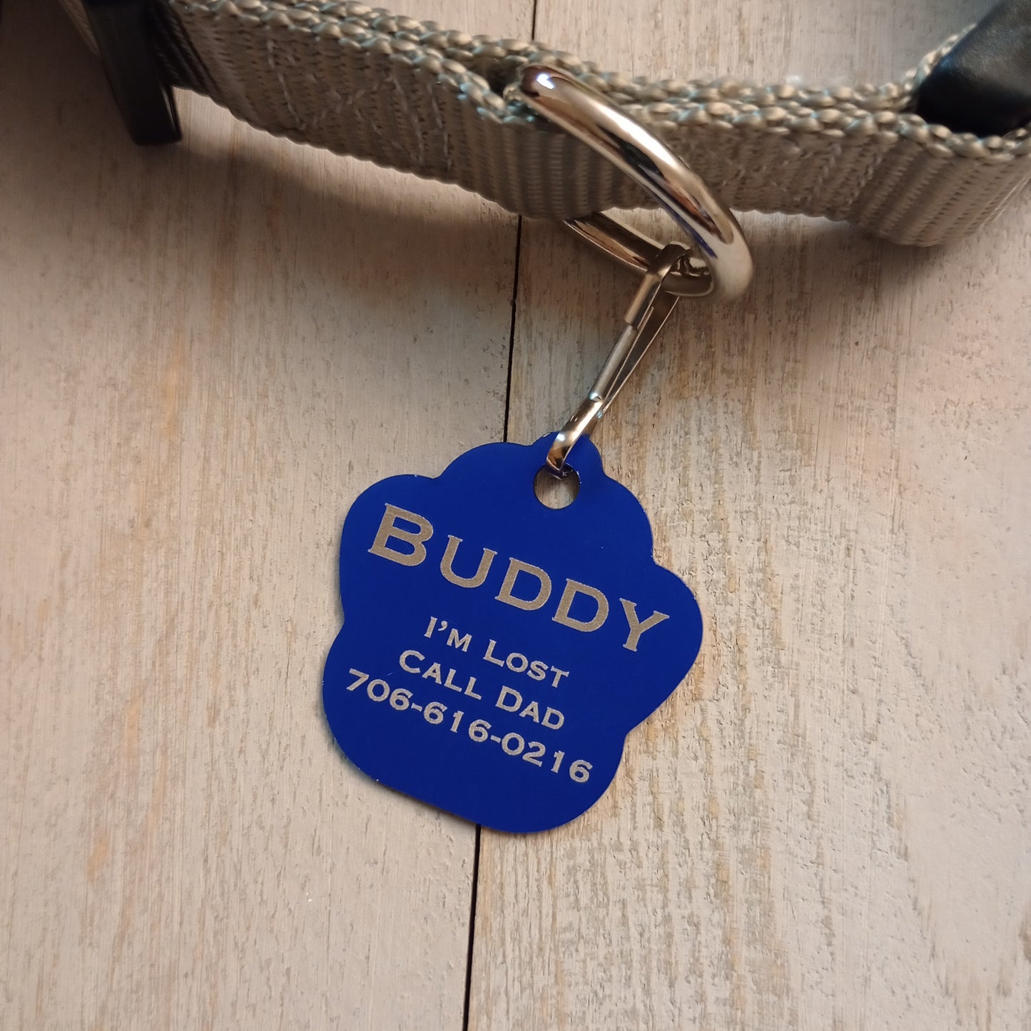 Dark Blue Large Paw Pet Tag (1.4 inch)