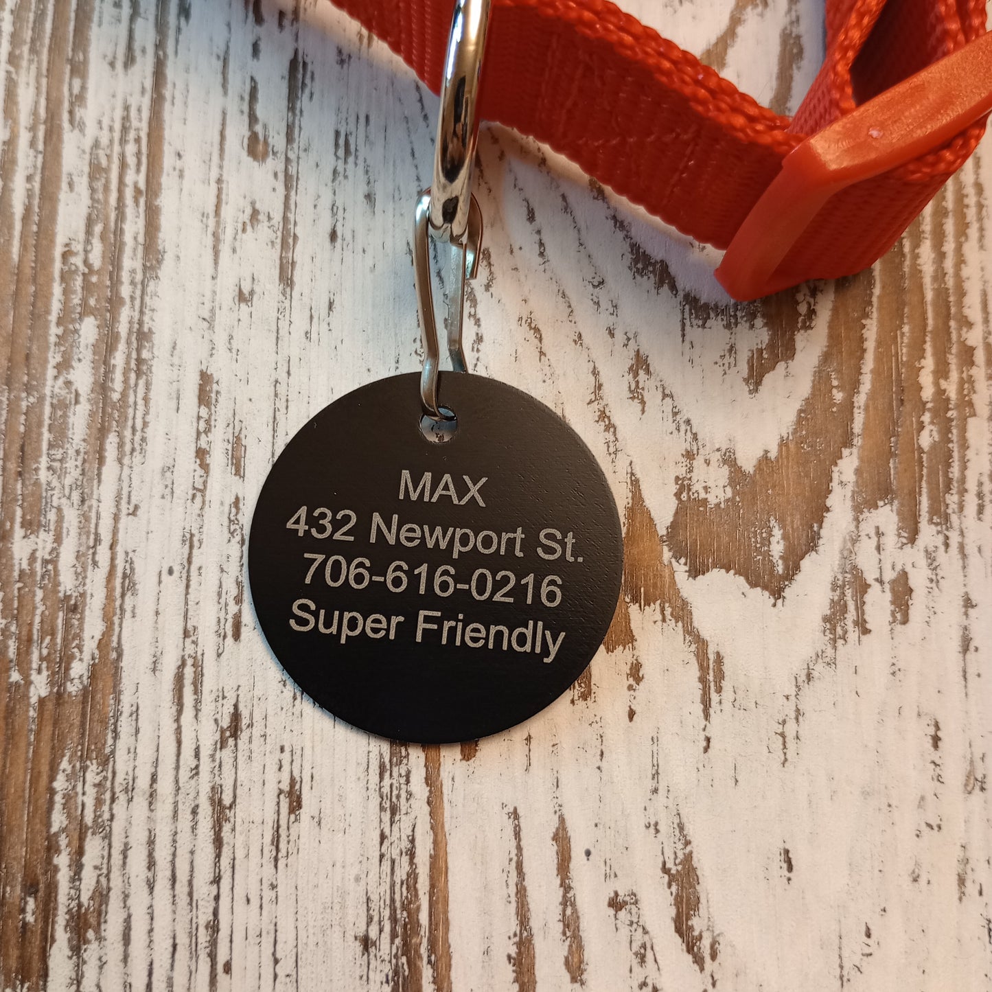 Black Round Pet Tag (1.4 inch)