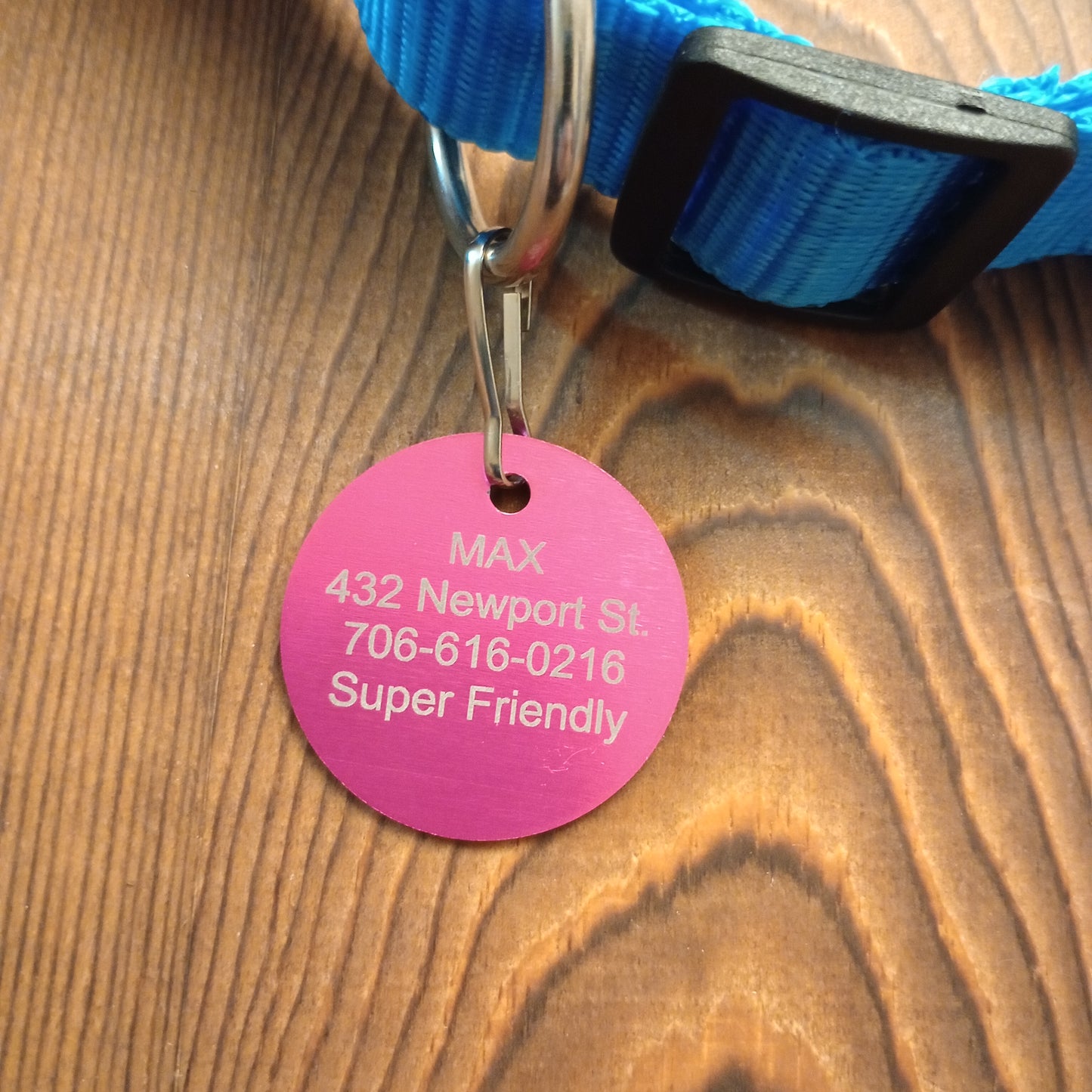 Dark Pink Round Pet Tag (1.4 inch)
