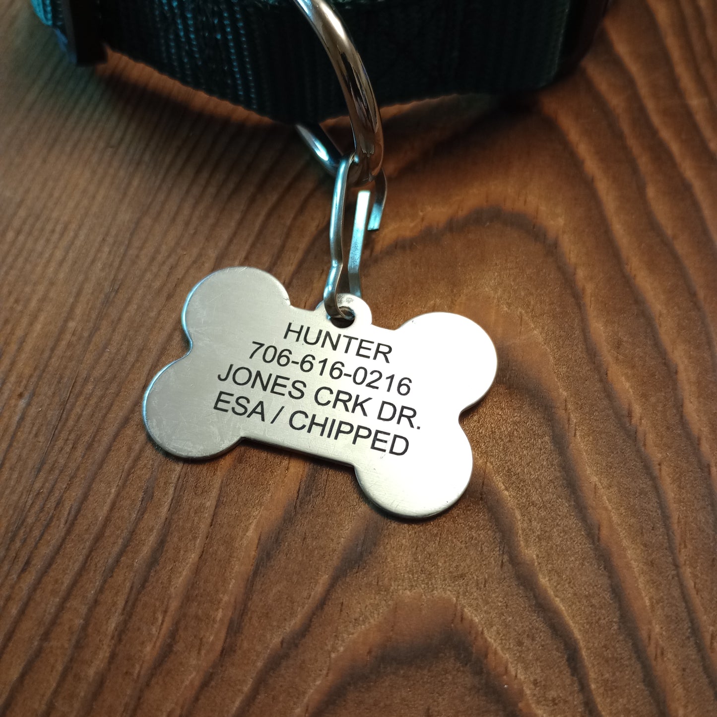 Darker Green Camo Bone Shaped Pet Tag.