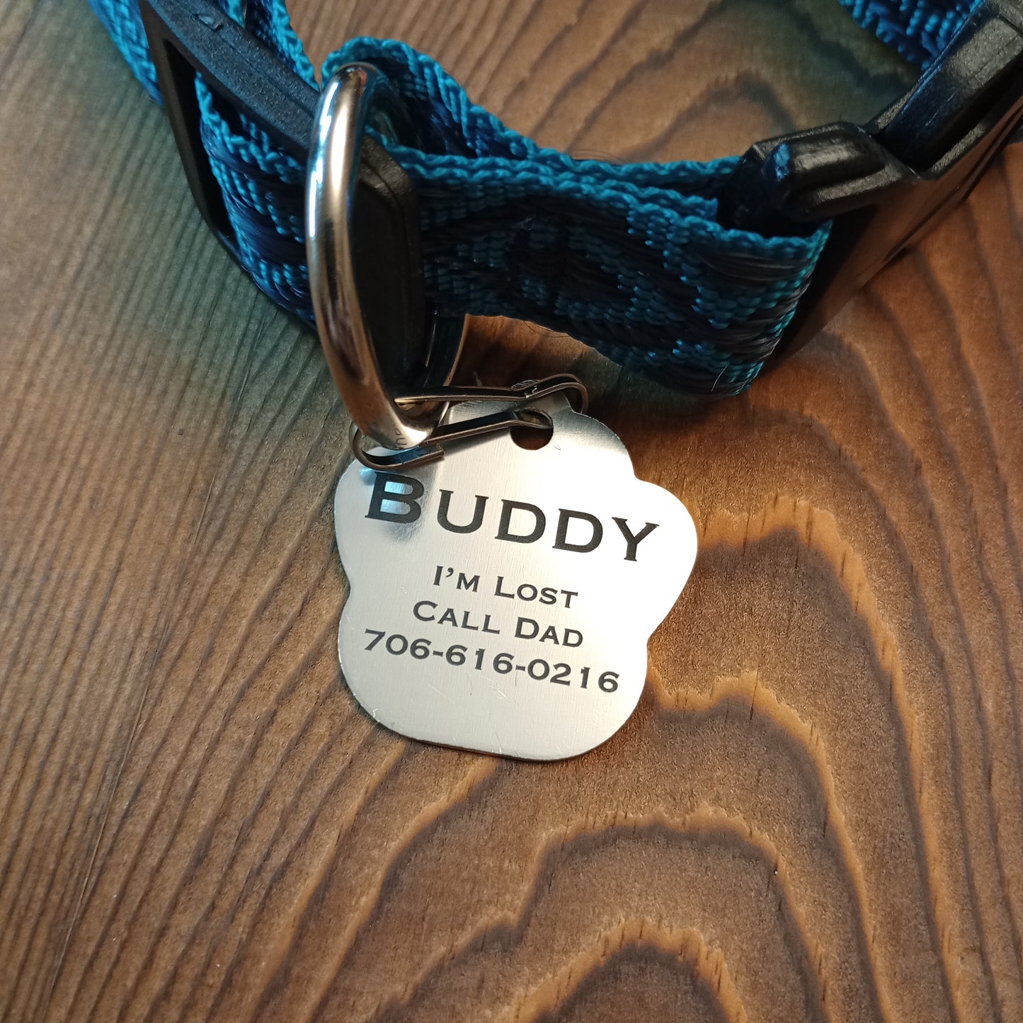 Silver Colored Large Paw Pet Tag (1.4 inch)