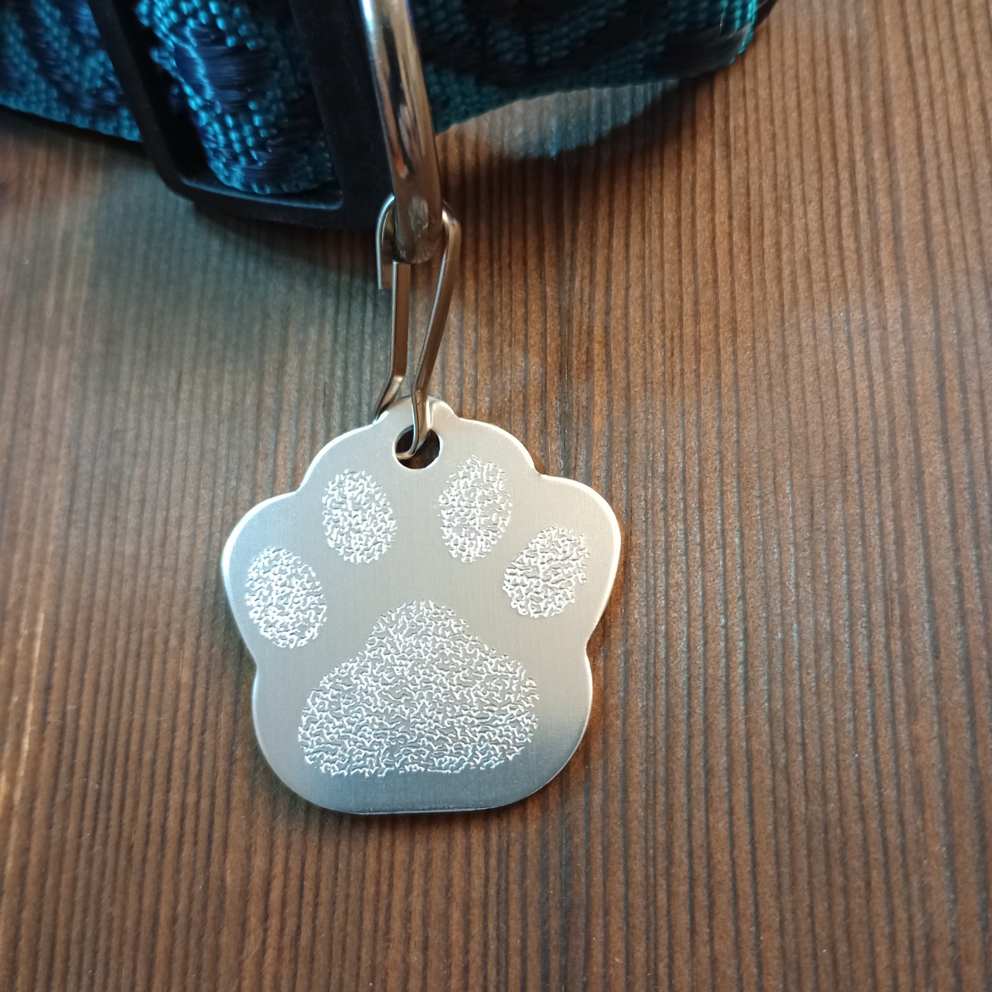Silver Colored Large Paw Pet Tag (1.4 inch)