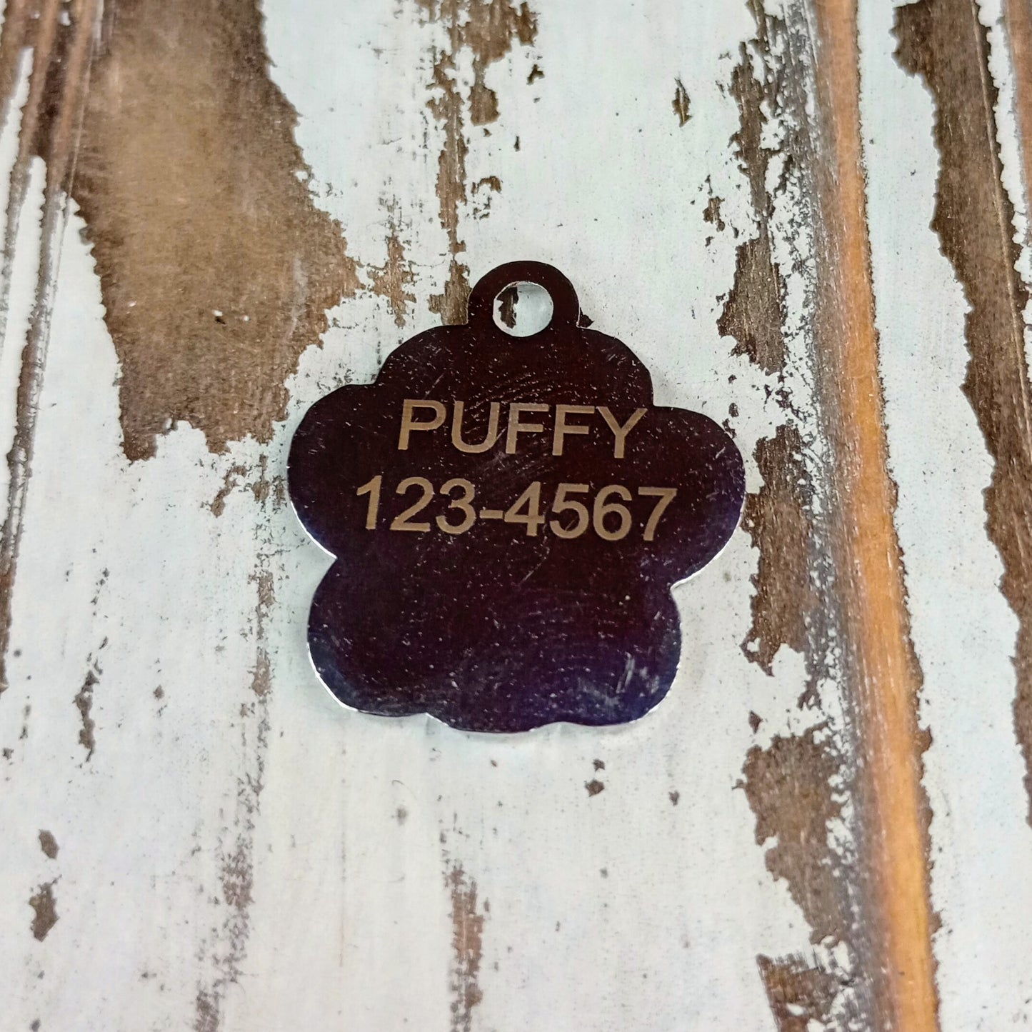 Silver Colored Glitter Paw Pet Tag (1 inch)