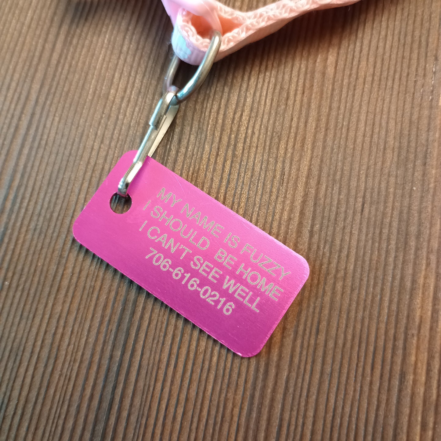 Dark Pink Rectangular Pet Tag