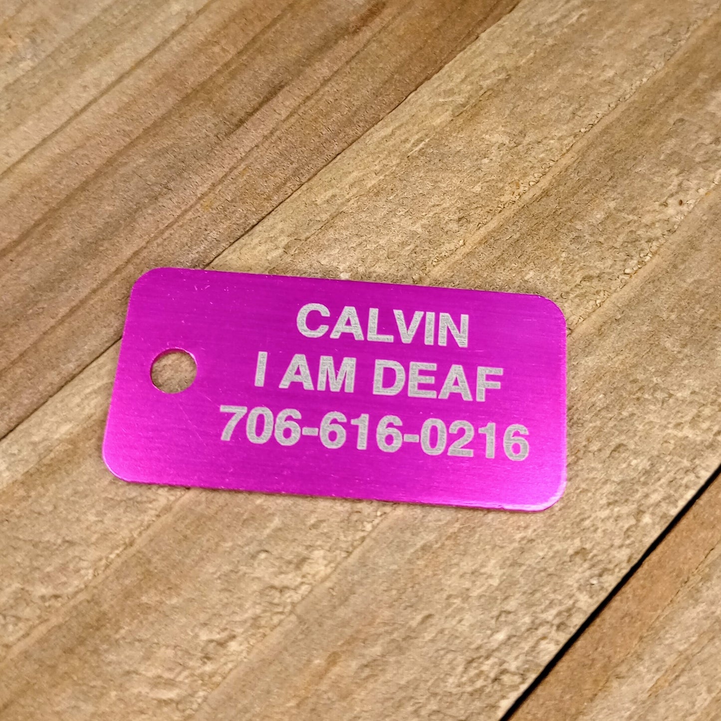 Dark Pink Rectangular Pet Tag