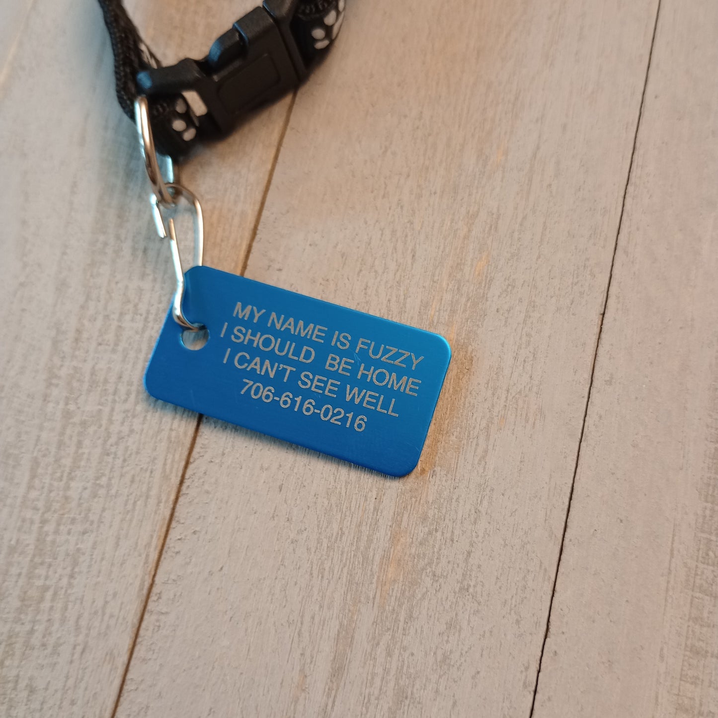 Light Blue Rectangular Pet Tag
