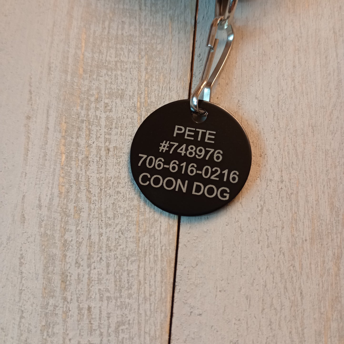 Black Round Pet Tag