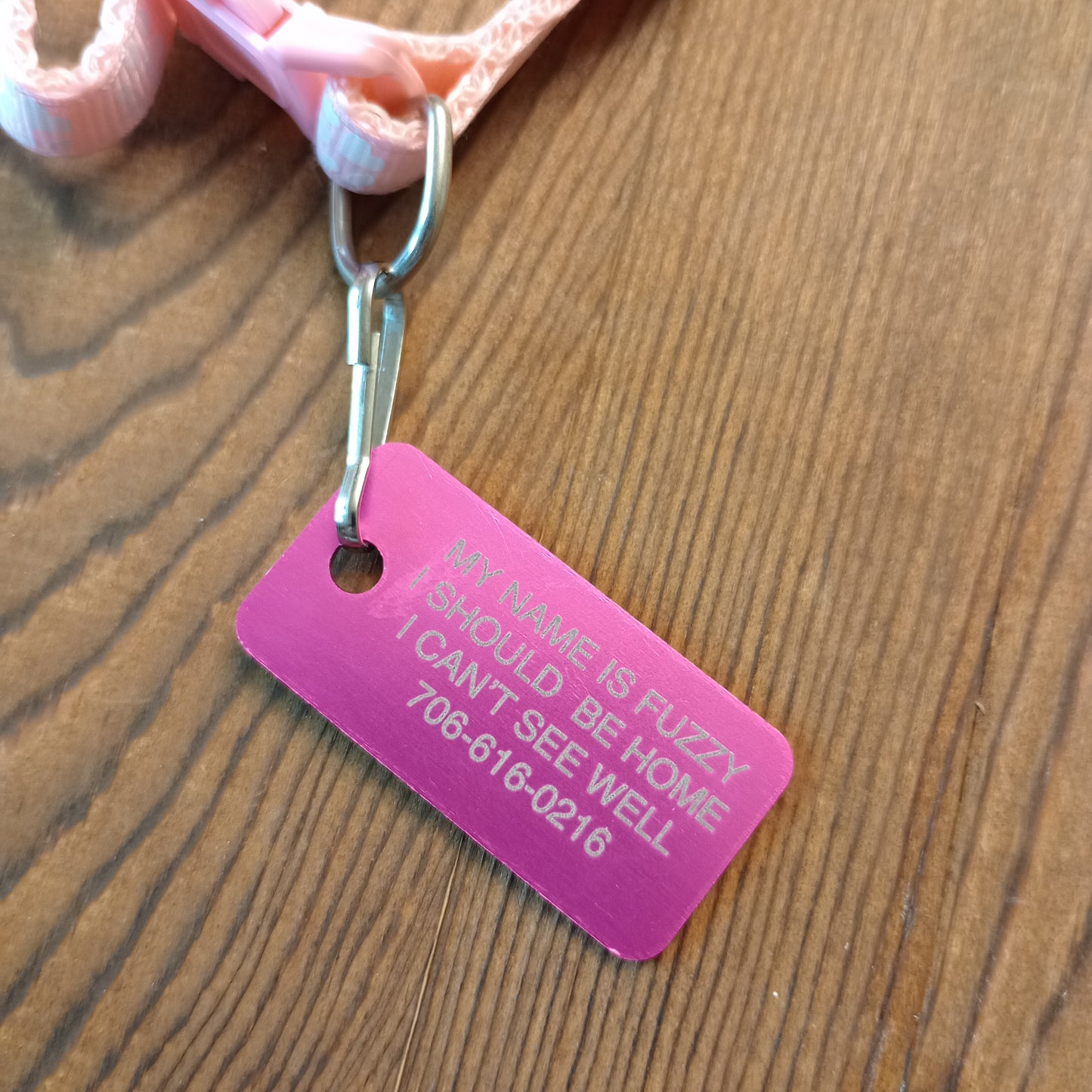 Dark Pink Rectangular Pet Tag