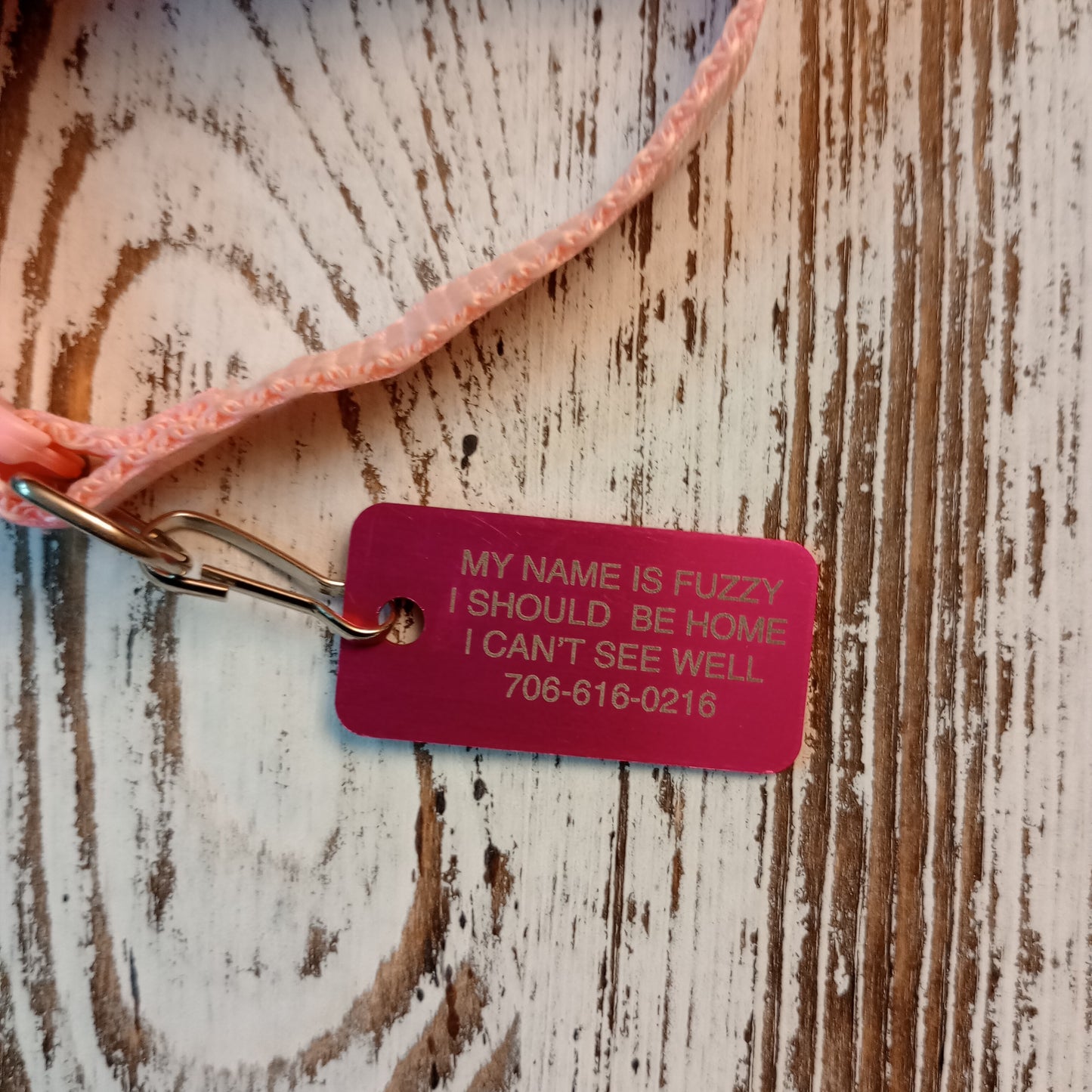 Dark Pink Rectangular Pet Tag