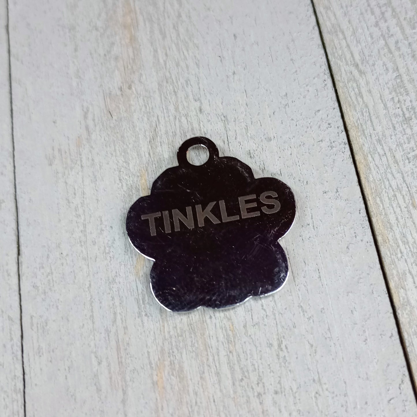 Silver Colored Glitter Paw Pet Tag (1 inch)