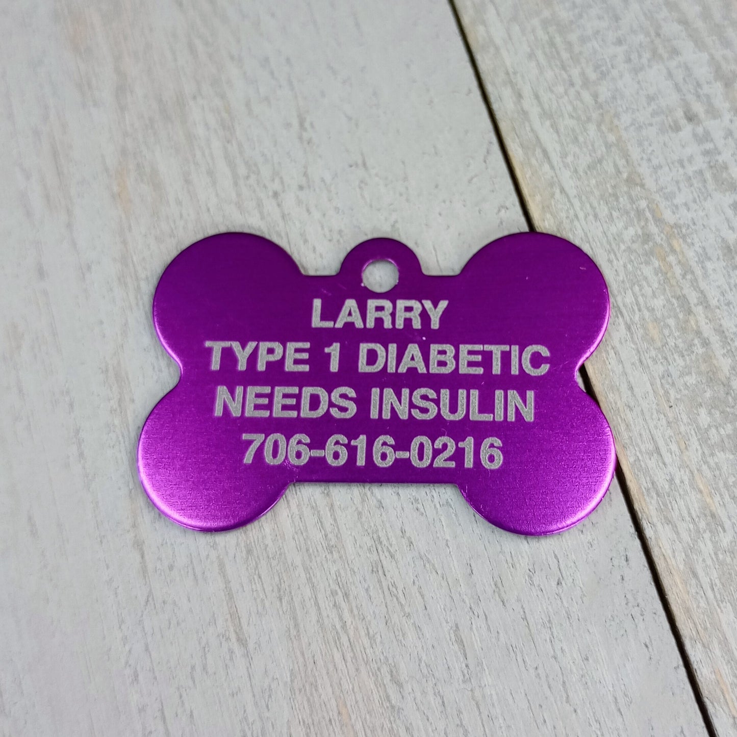 Purple Bone Shaped Pet Tag