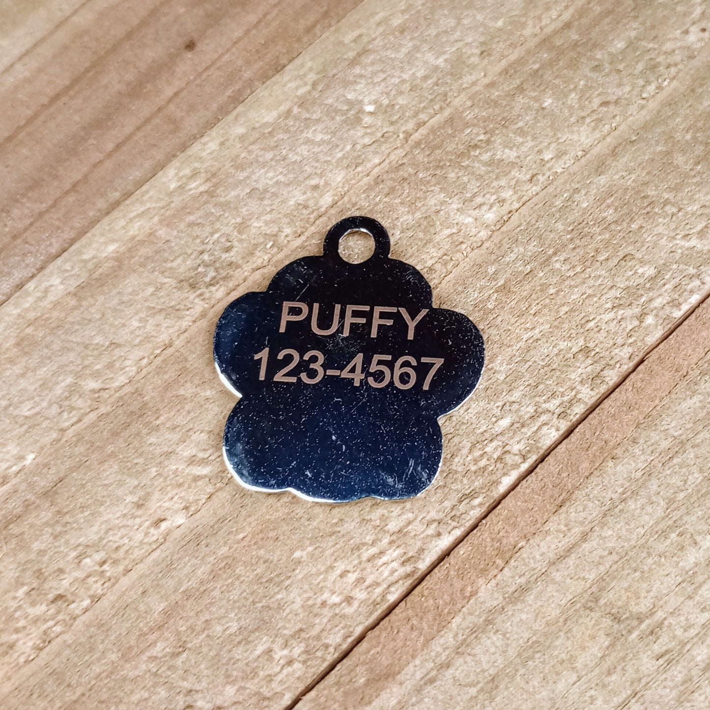 Silver Colored Glitter Paw Pet Tag (1 inch)