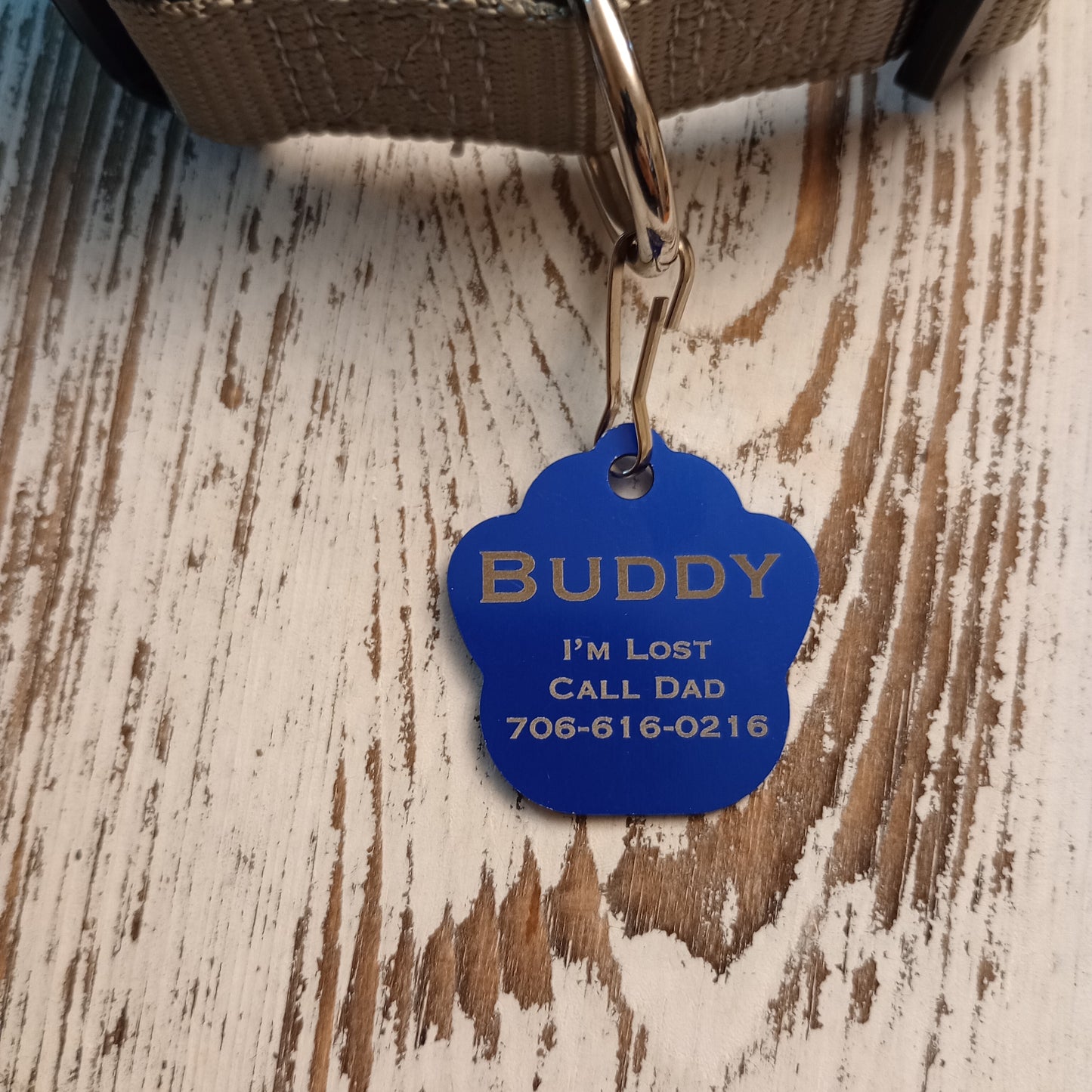 Dark Blue Large Paw Pet Tag (1.4 inch)