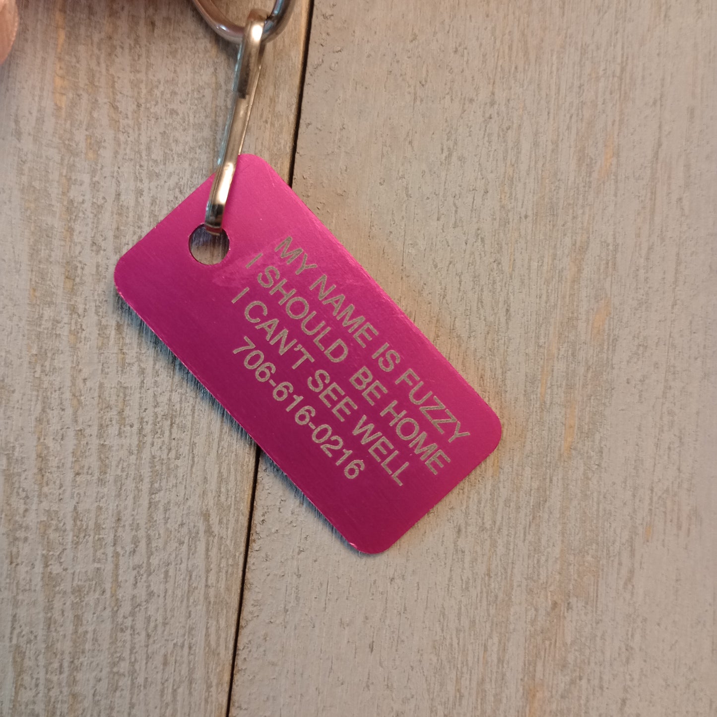 Dark Pink Rectangular Pet Tag