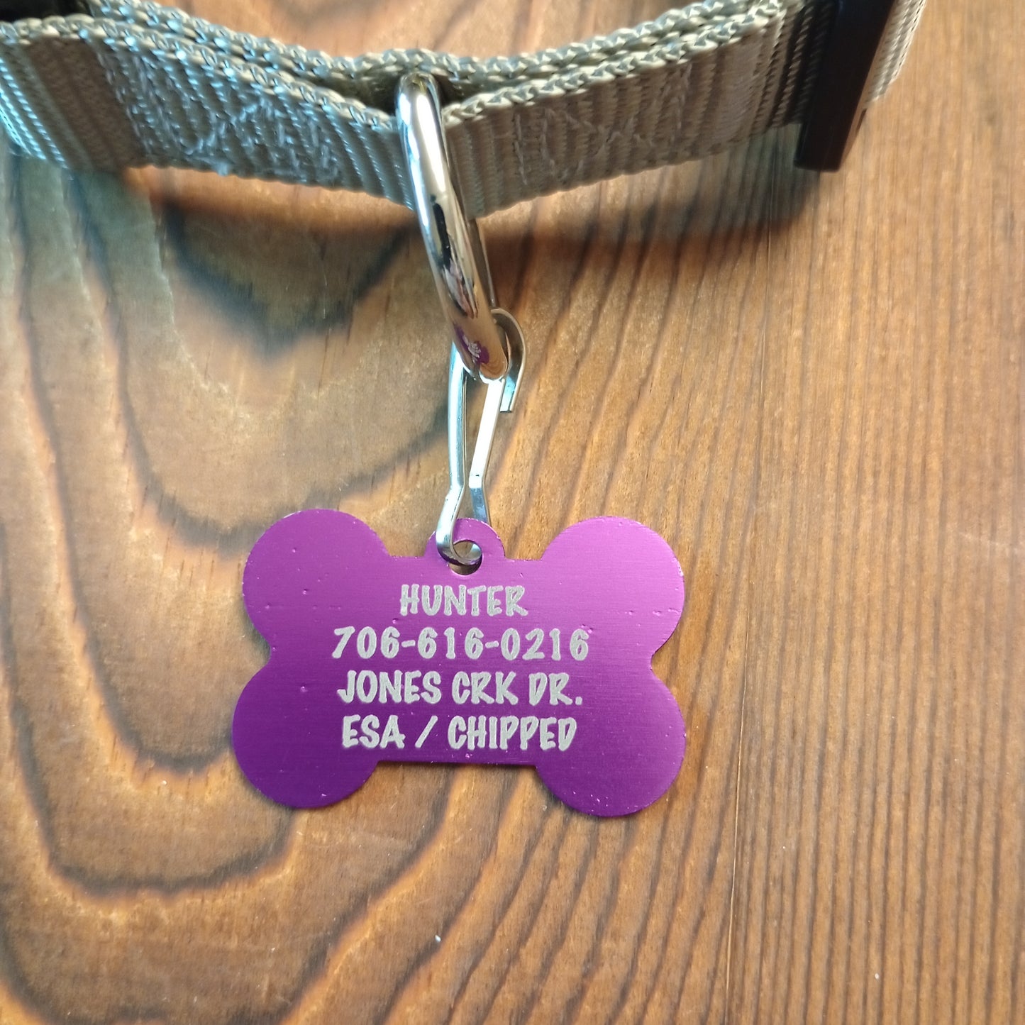 Purple Bone Shaped Pet Tag