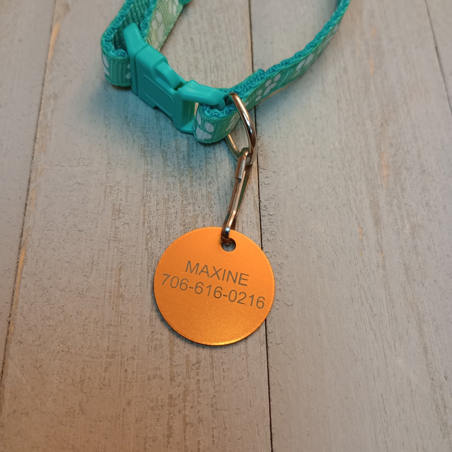 Yellow Round Pet Tag.