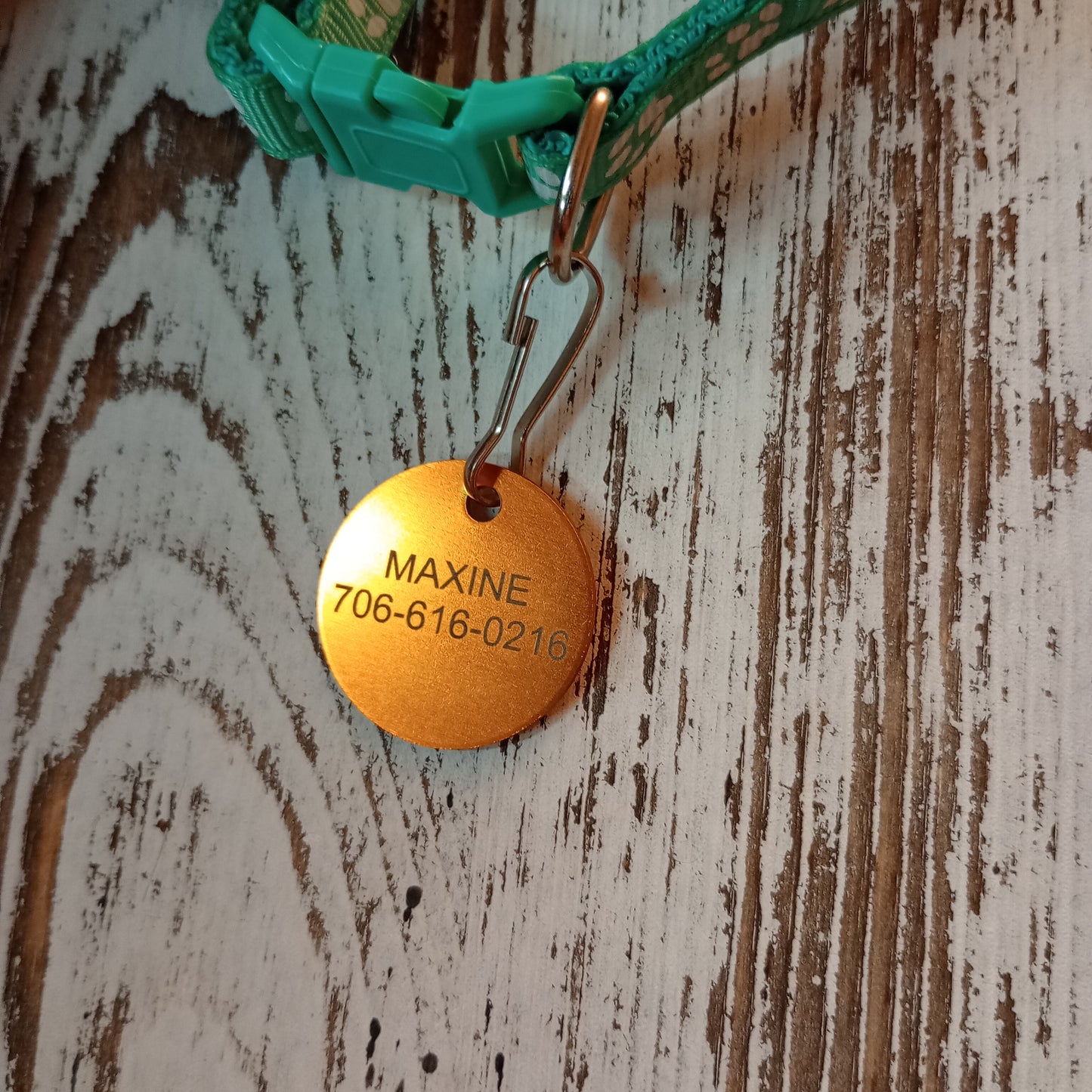 Yellow Round Pet Tag.