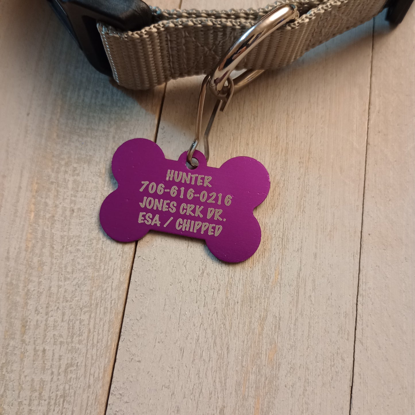 Purple Bone Shaped Pet Tag