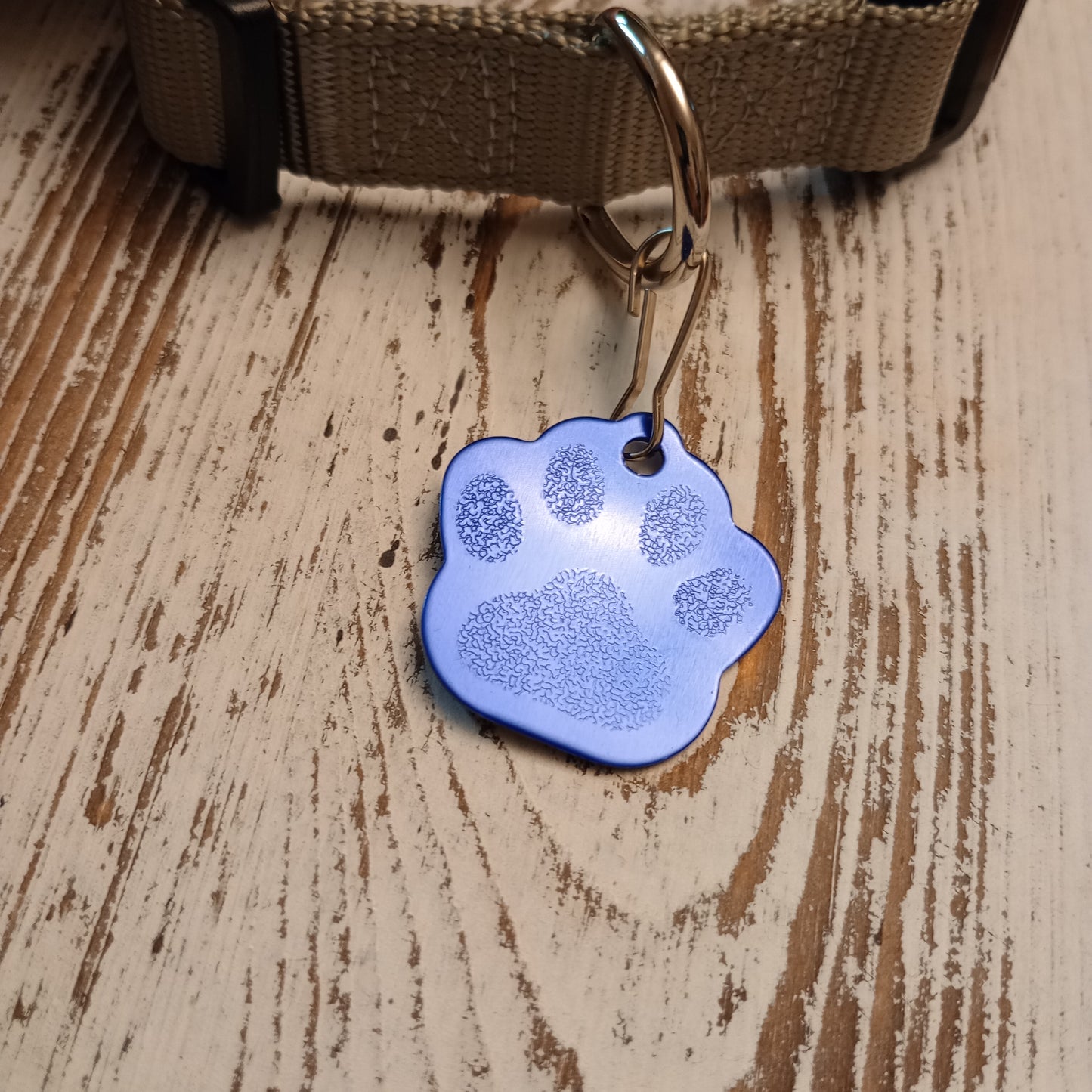 Dark Blue Large Paw Pet Tag (1.4 inch)