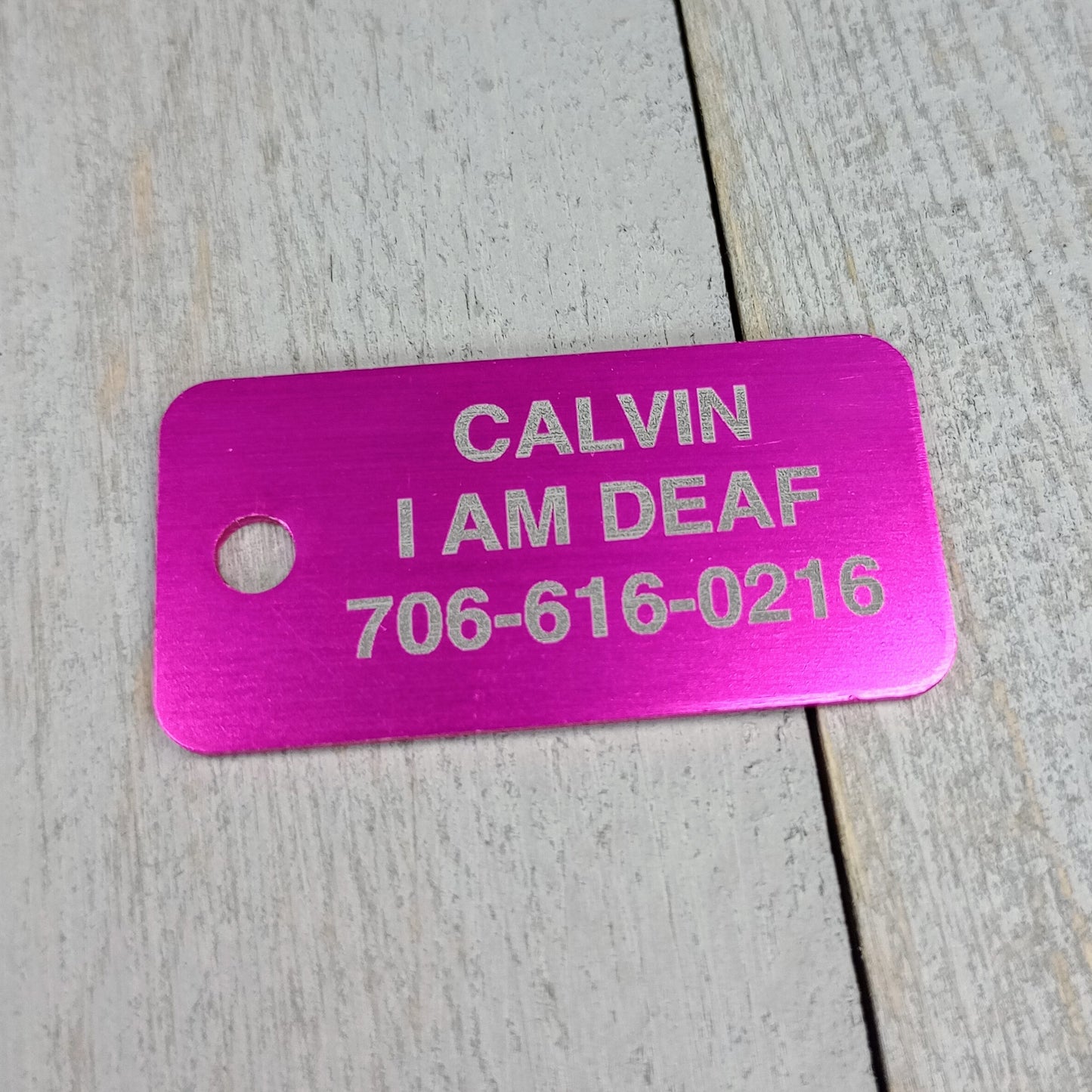 Dark Pink Rectangular Pet Tag