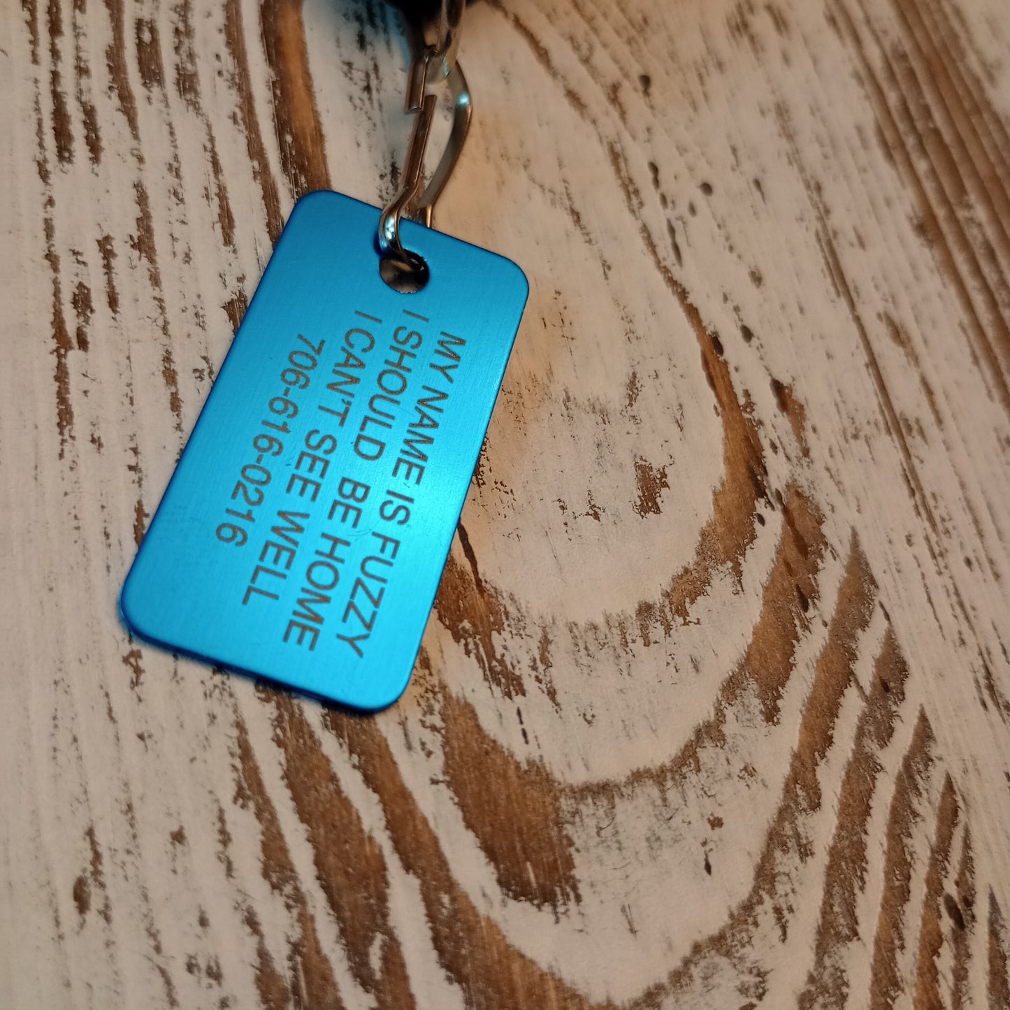 Light Blue Rectangular Pet Tag