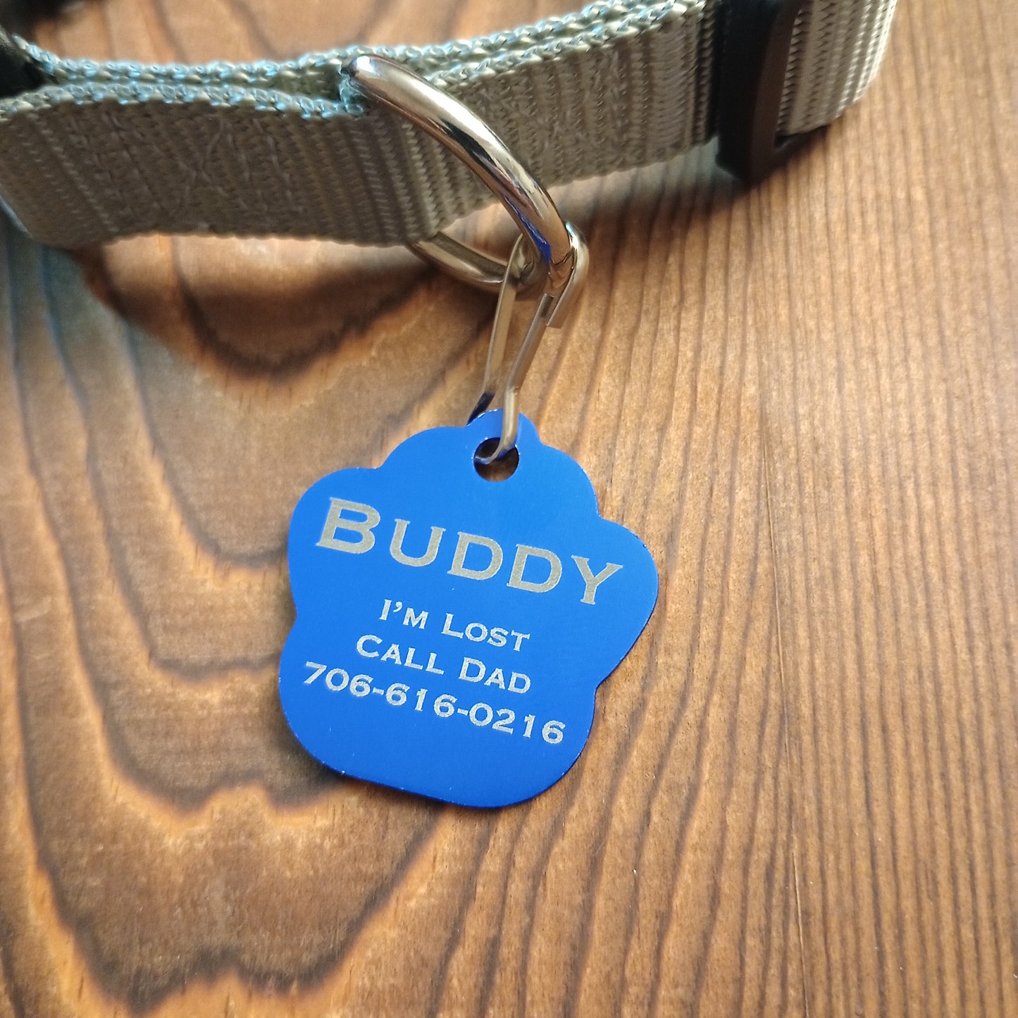 Dark Blue Large Paw Pet Tag (1.4 inch)