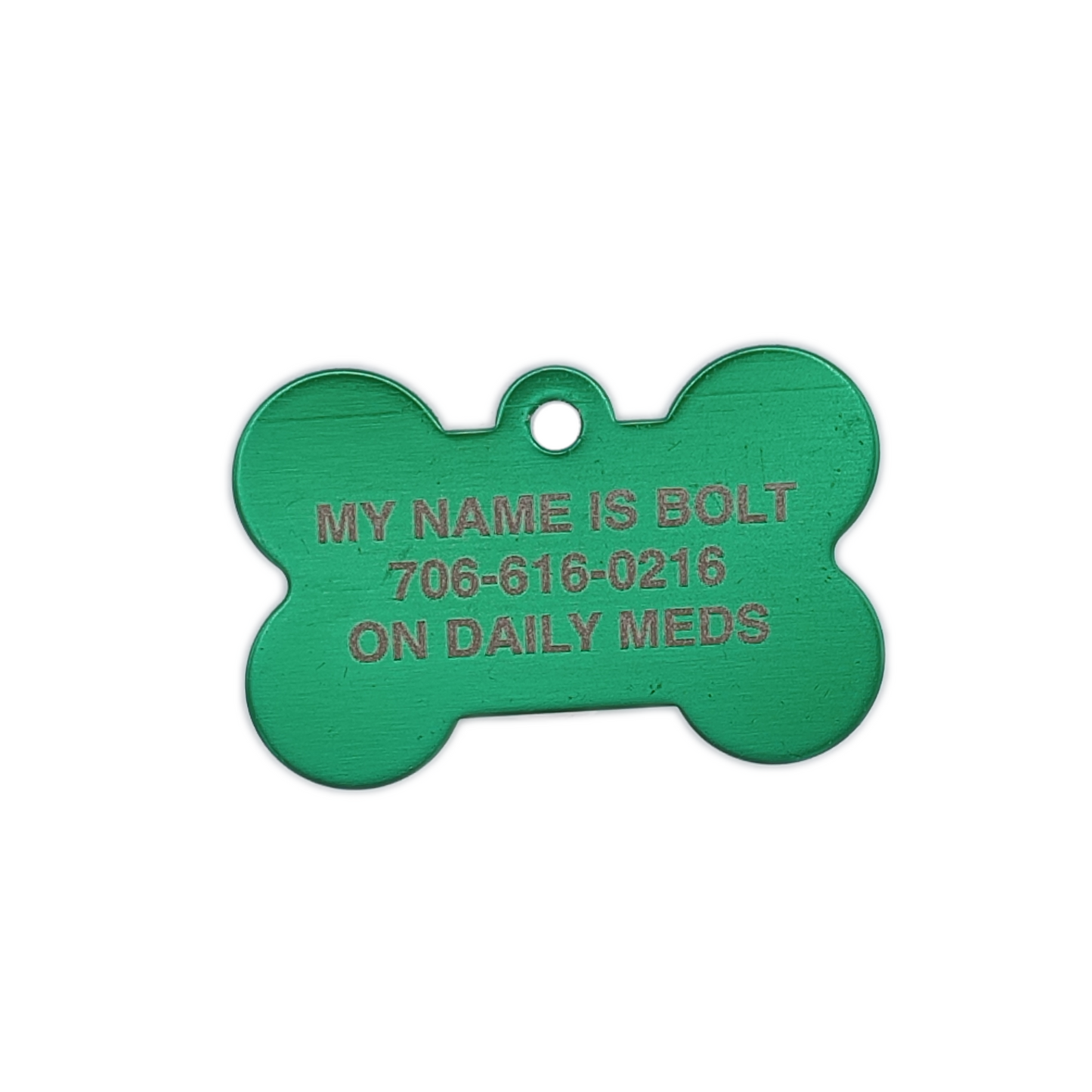 Green Bone Shaped Pet Tag.