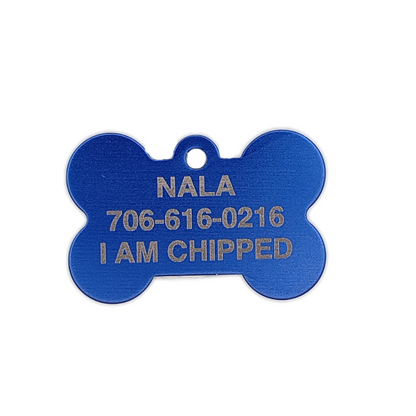 Dark Blue Bone Shaped Pet Tag