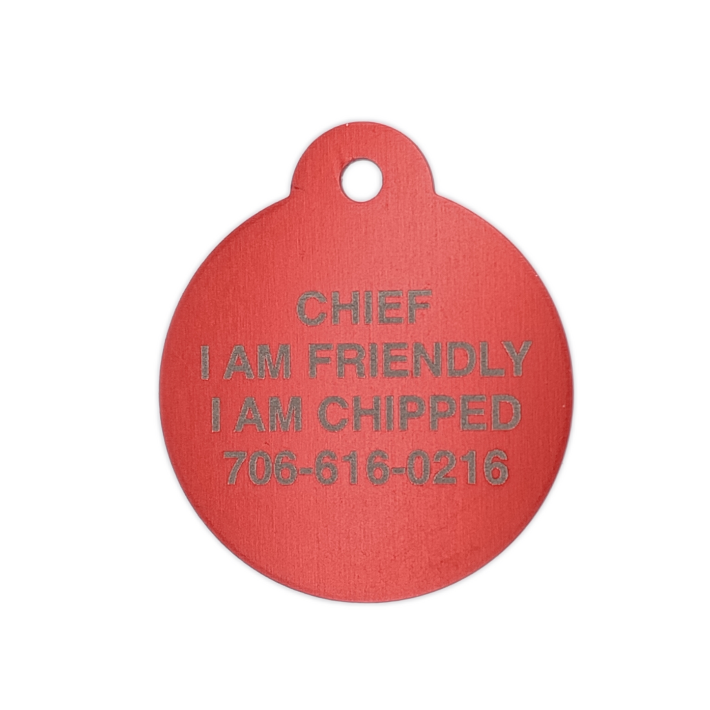 Red Round Pet Tag 1.25 inch