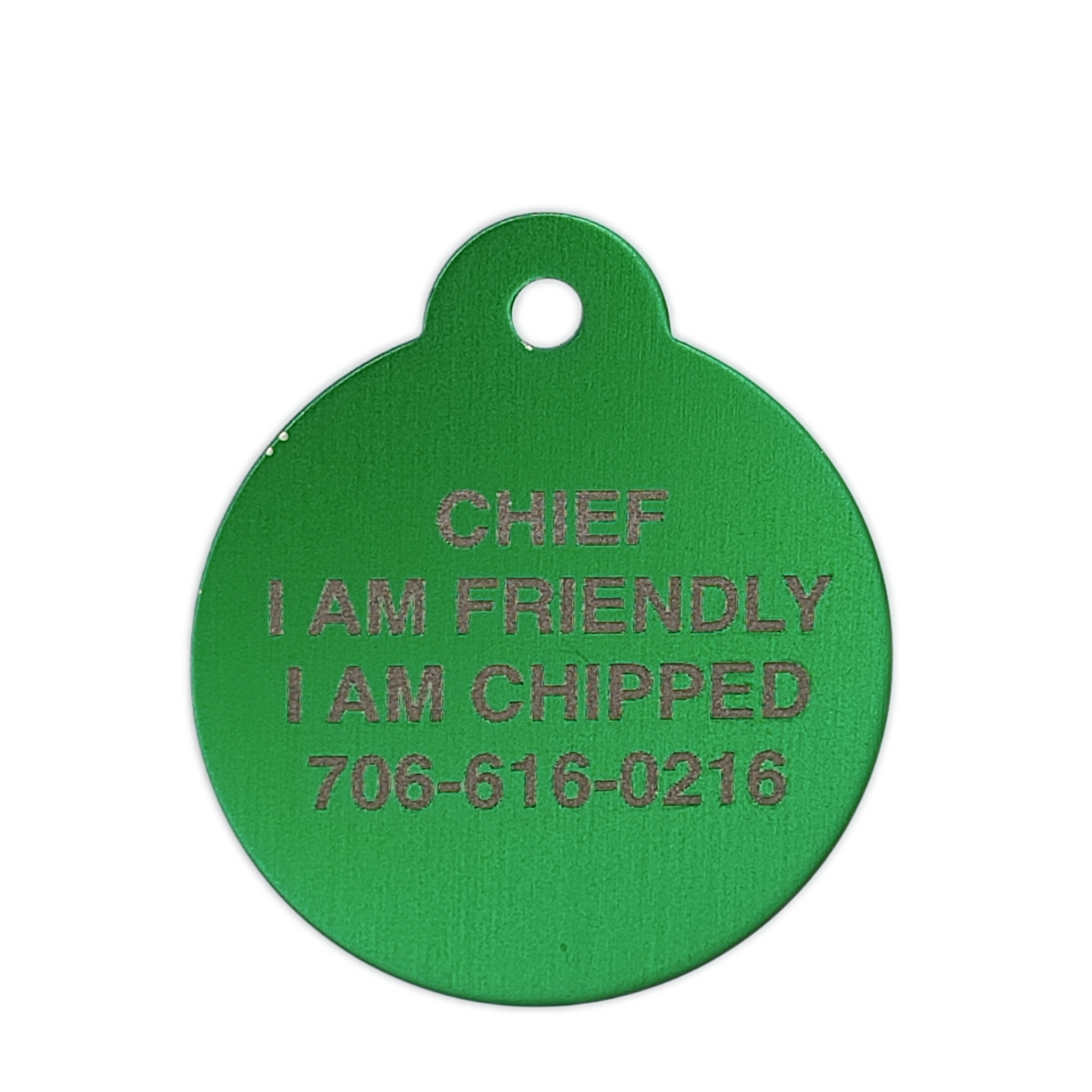 Green Round Pet Tag 1.25 inch