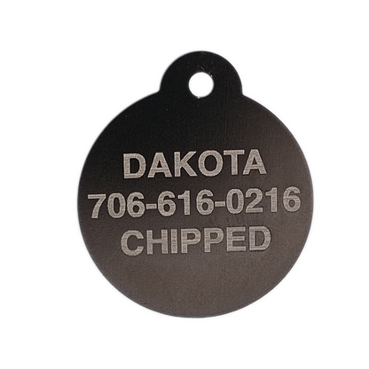 Black Round Pet Tag 1.25 inch