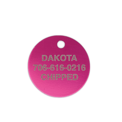 Dark Pink Round Pet Tag