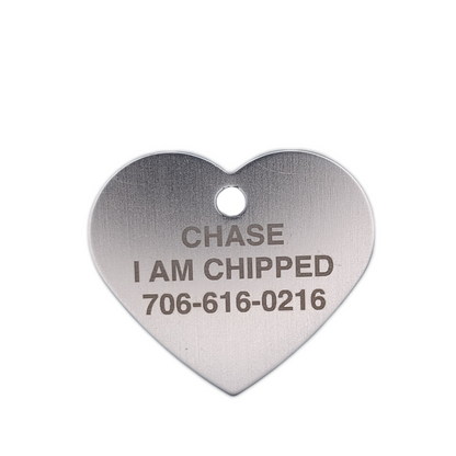 Silver Colored Heart Shaped Pet Tag