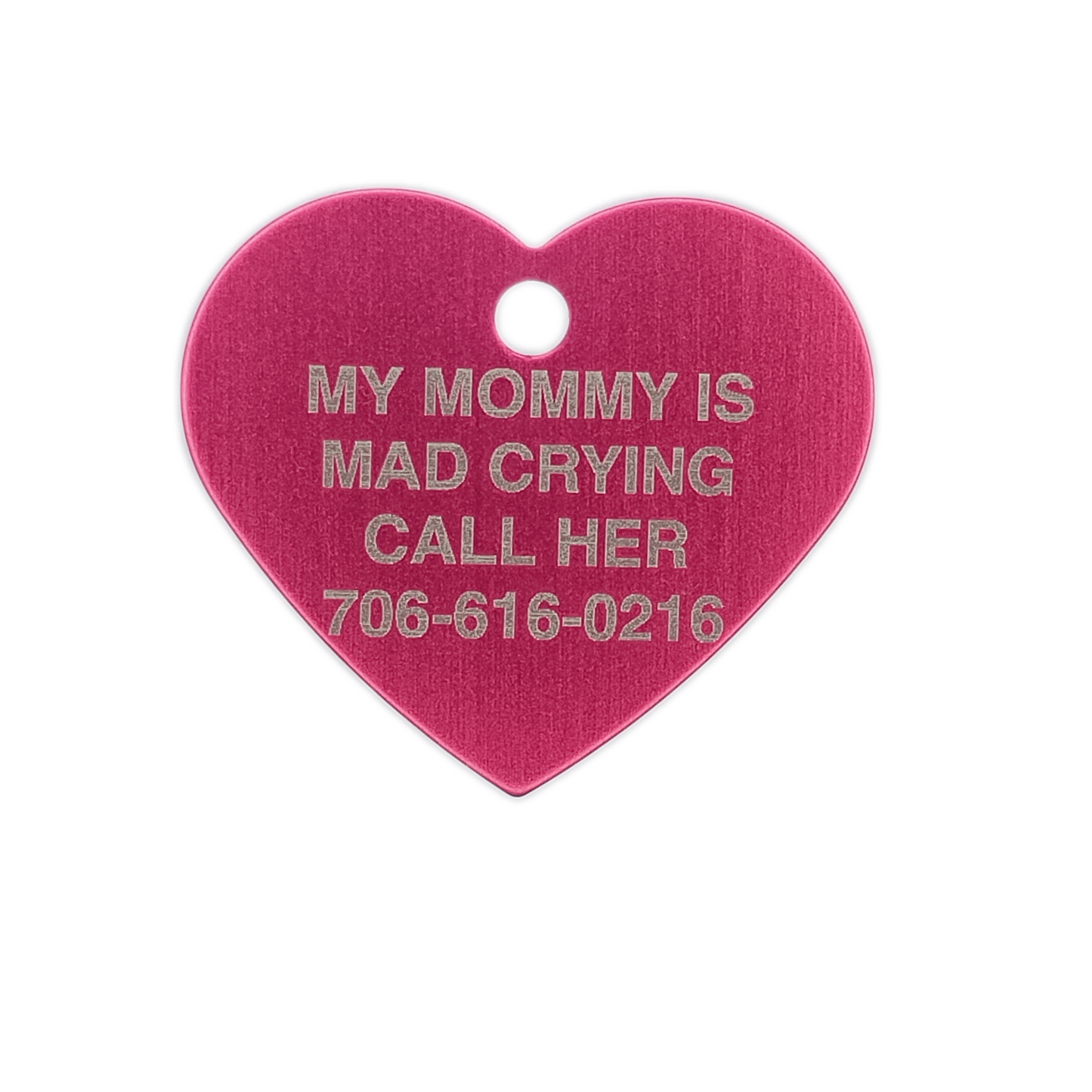 Dark Pink Heart Shaped Pet Tag