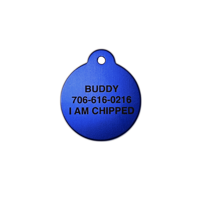 Blue Round Pet Tag 1.25 inch