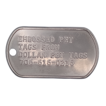 Embossed Military Dog Tag Pet Tag