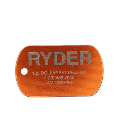 Orange Military Style Pet Tag.