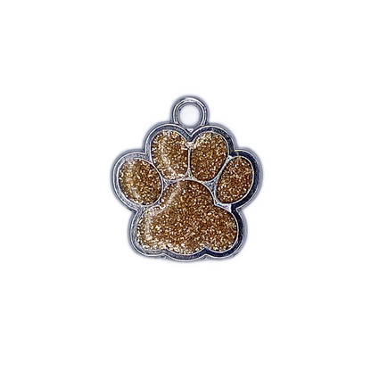 Gold Colored Glitter Paw Pet Tag (1 inch)