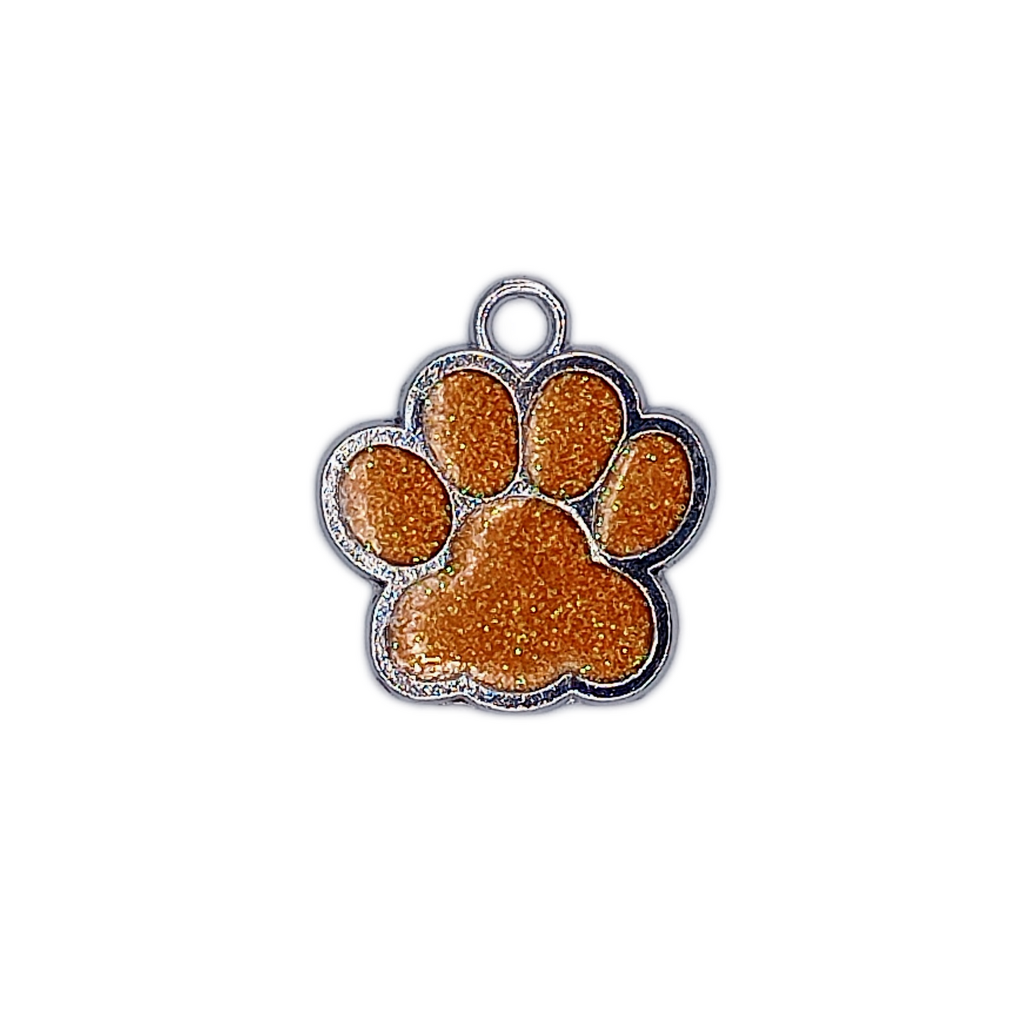 Yellow Glitter Paw Pet Tag (1 inch)