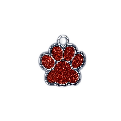 Red Glitter Paw Pet Tag (1 inch)