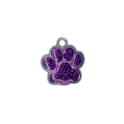 Purple Glitter Paw Pet Tag (.7 inch)