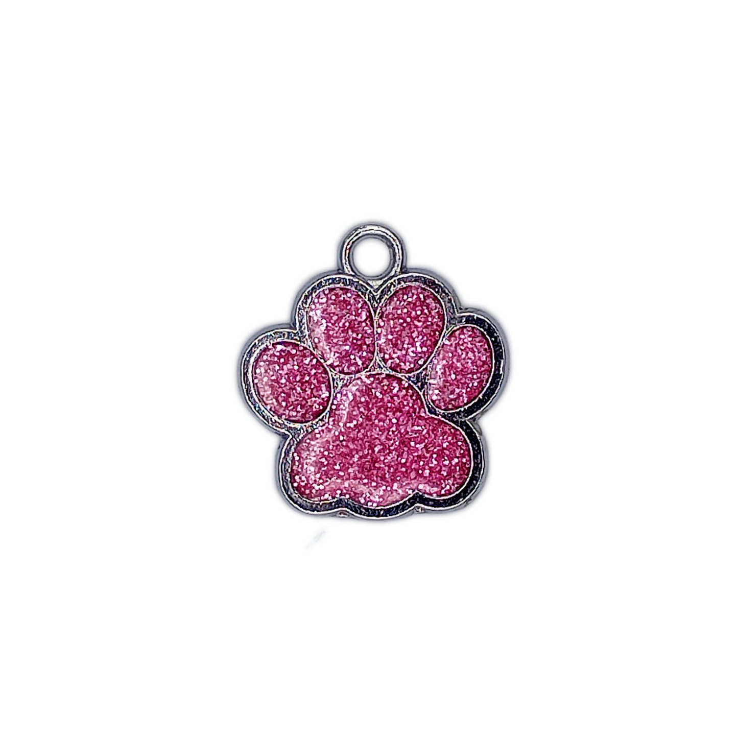 Light Pink Glitter Paw Pet Tag (.7 inch)