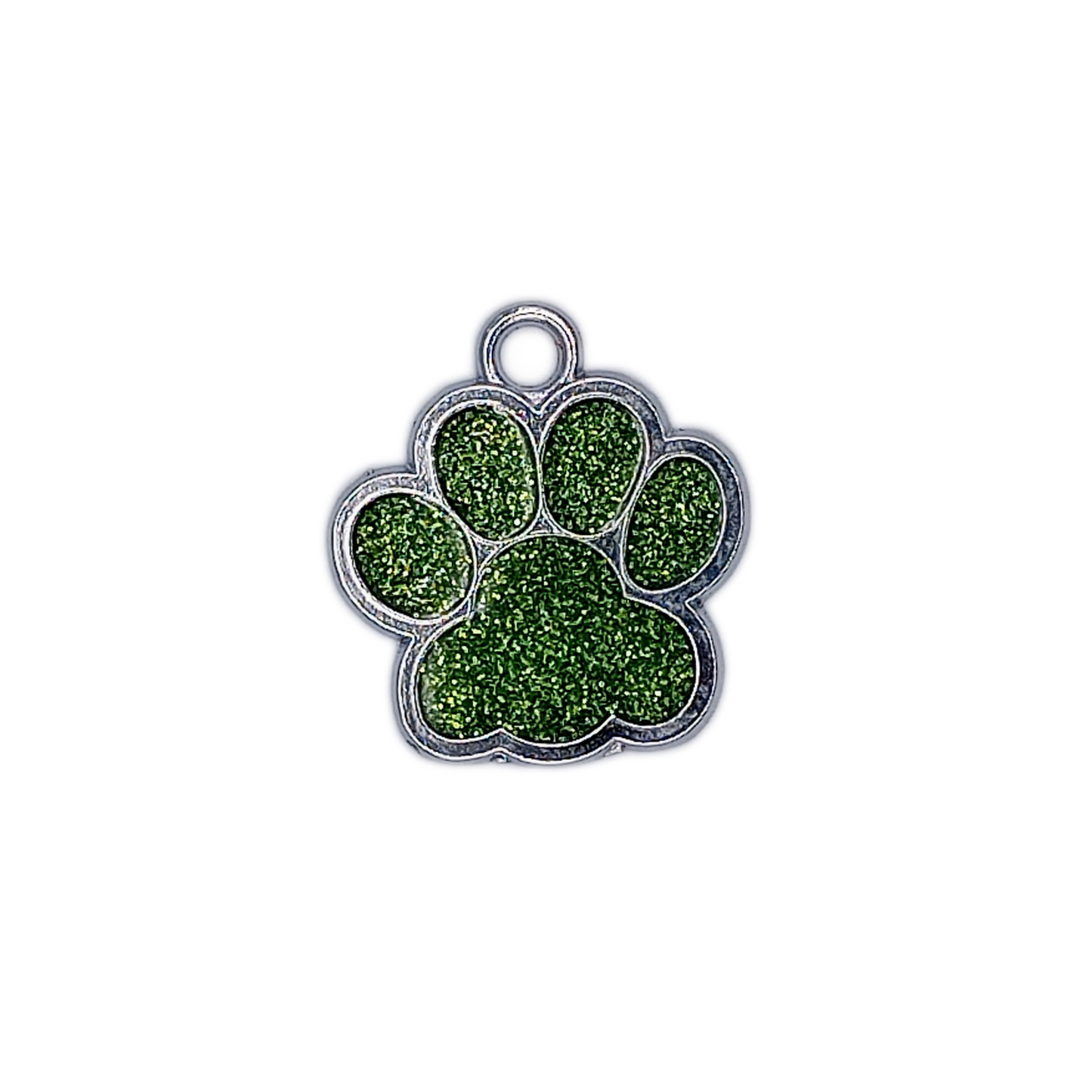 Light Green Glitter Paw Pet Tag (1 inch).