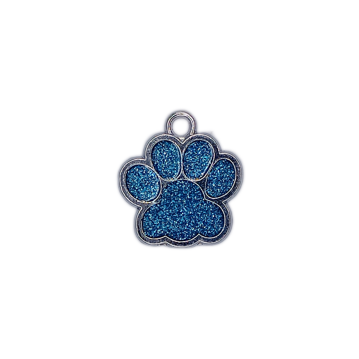 Light Blue Glitter Paw Pet Tag (.7 inch)