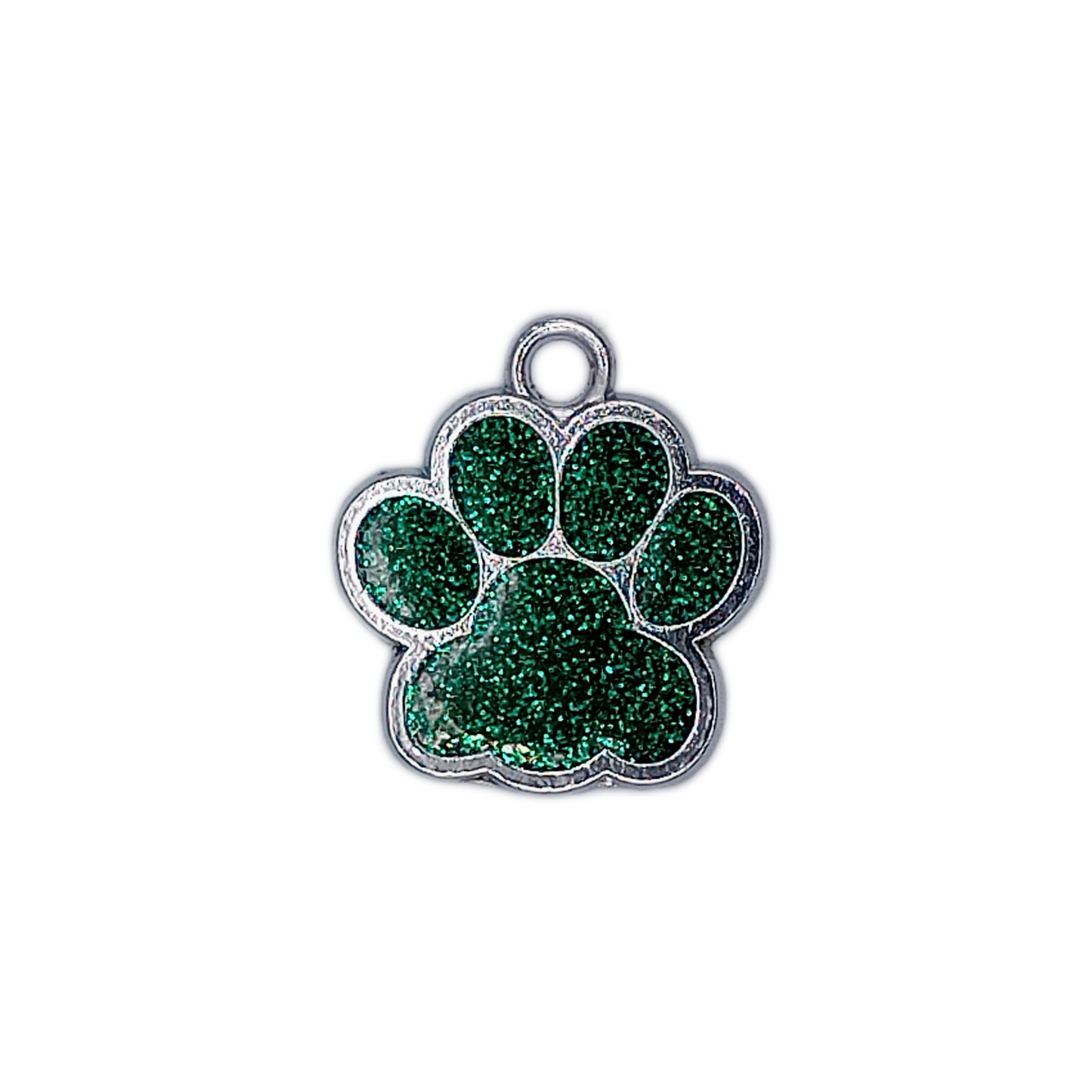 Emerald Green Glitter Paw Pet Tag (.7 inch)