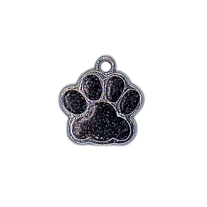 Black Glitter Paw Pet Tag (.7 inch)