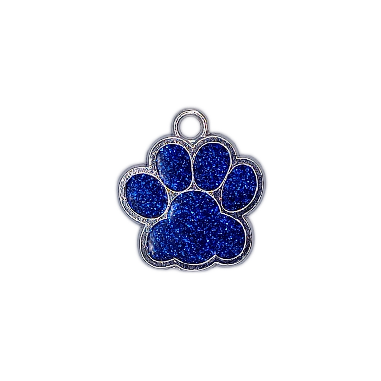 Dark Blue Glitter Paw Pet Tag (.7 inch)