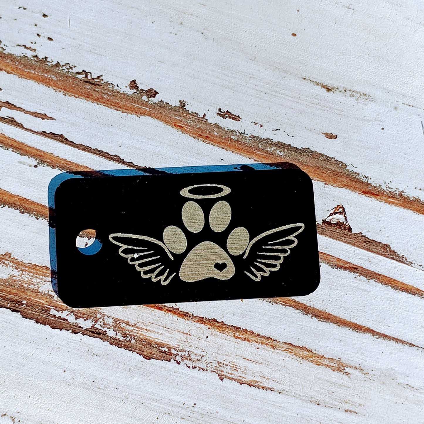 Black Rectangular Angel Dog Tag