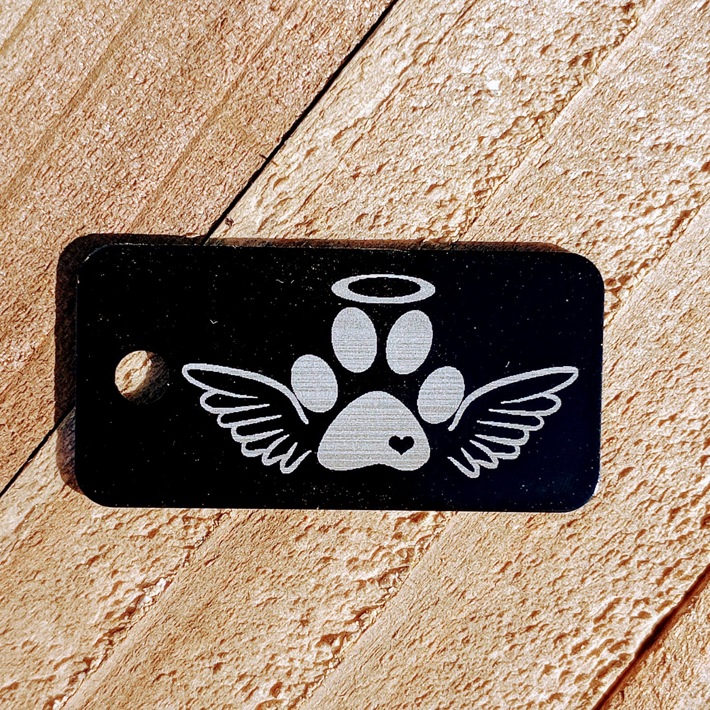 Black Rectangular Angel Dog Tag